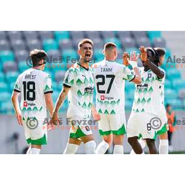 during Prva liga Telemach 2024/2025 football match between Olimpija and Kalcer Radomlje in Ljubljana, Slovenia on May 17, 2025