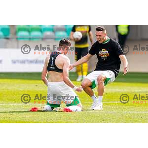 Raul Florucz of Olimpija celebrate Slovenian National Title with players and fans after Prva liga Telemach 2024/2025 football match between Olimpija and Kalcer Radomlje in Ljubljana, Slovenia on May 17, 2025