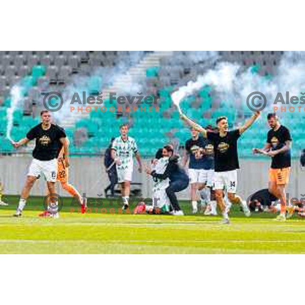 during Prva liga Telemach 2024/2025 football match between Olimpija and Kalcer Radomlje in Ljubljana, Slovenia on May 17, 2025