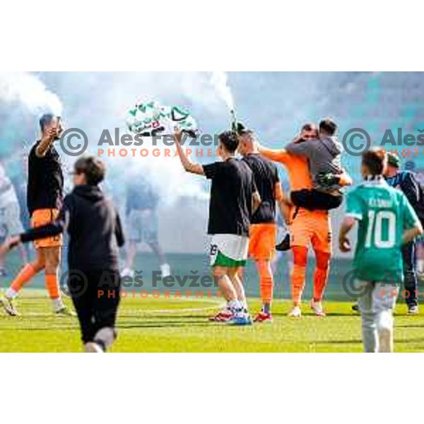 during Prva liga Telemach 2024/2025 football match between Olimpija and Kalcer Radomlje in Ljubljana, Slovenia on May 17, 2025