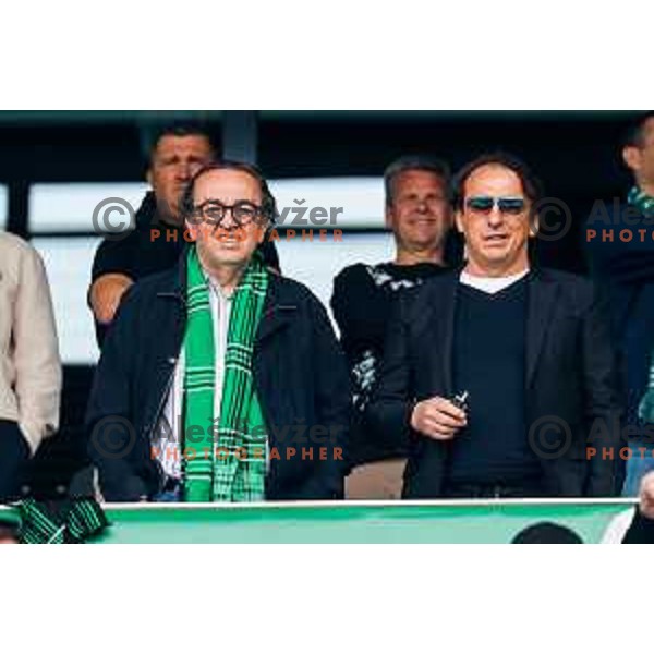 Winemaker Marjan Simcic celebrate Slovenian National Title with players and fans after Prva liga Telemach 2024/2025 football match between Olimpija and Kalcer Radomlje in Ljubljana, Slovenia on May 17, 2025