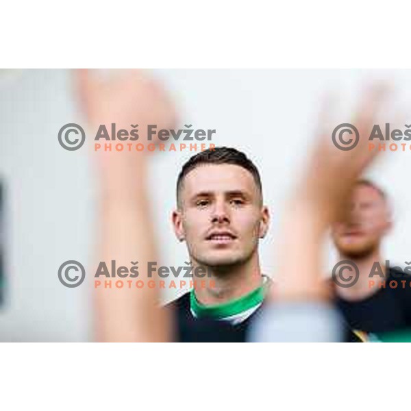 Raul Florucz of Olimpija celebrate Slovenian National Title with players and fans after Prva liga Telemach 2024/2025 football match between Olimpija and Kalcer Radomlje in Ljubljana, Slovenia on May 17, 2025