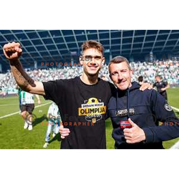 during Prva liga Telemach 2024/2025 football match between Olimpija and Kalcer Radomlje in Ljubljana, Slovenia on May 17, 2025