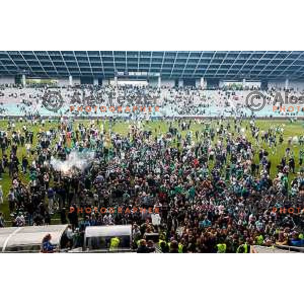 during Prva liga Telemach 2024/2025 football match between Olimpija and Kalcer Radomlje in Ljubljana, Slovenia on May 17, 2025