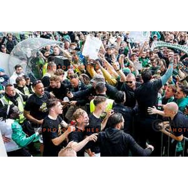 during Prva liga Telemach 2024/2025 football match between Olimpija and Kalcer Radomlje in Ljubljana, Slovenia on May 17, 2025