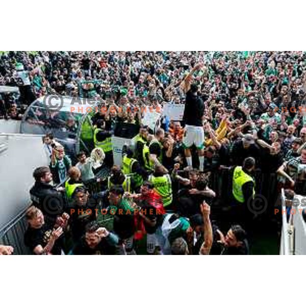 during Prva liga Telemach 2024/2025 football match between Olimpija and Kalcer Radomlje in Ljubljana, Slovenia on May 17, 2025