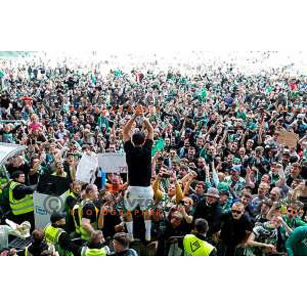during Prva liga Telemach 2024/2025 football match between Olimpija and Kalcer Radomlje in Ljubljana, Slovenia on May 17, 2025