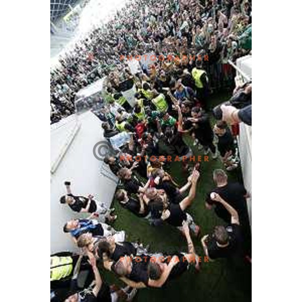 during Prva liga Telemach 2024/2025 football match between Olimpija and Kalcer Radomlje in Ljubljana, Slovenia on May 17, 2025