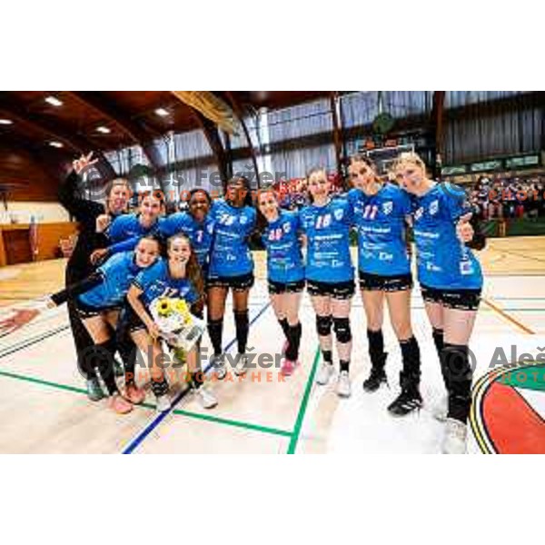 players of RK Krim Mercator celebrate Slovenian National Handball Title in Ljubljana, Slovenia on May 17, 2025