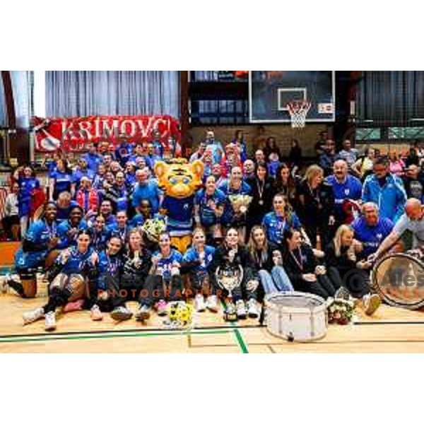 players of RK Krim Mercator celebrate Slovenian National Handball Title in Ljubljana, Slovenia on May 17, 2025