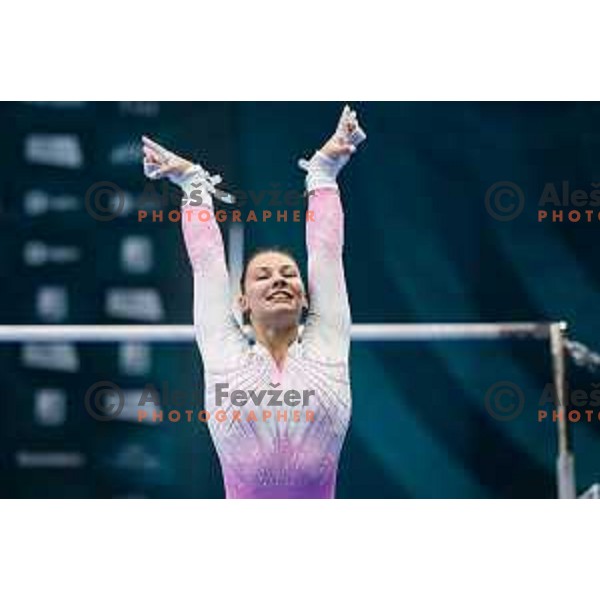 Lucija Hribar of Slovenia during finals day at 19. FIG Art World Challange Cup in Koper, on May 16, 2025, Slovenia Photo: Grega Valancic
