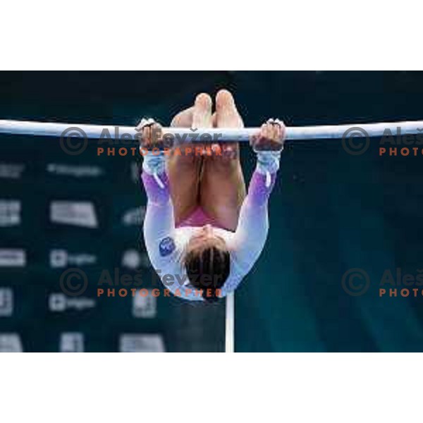 Lucija Hribar of Slovenia during finals day at 19. FIG Art World Challange Cup in Koper, on May 16, 2025, Slovenia Photo: Grega Valancic