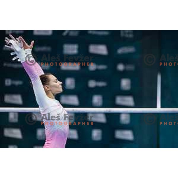 Lucija Hribar of Slovenia during finals day at 19. FIG Art World Challange Cup in Koper, on May 16, 2025, Slovenia Photo: Grega Valancic