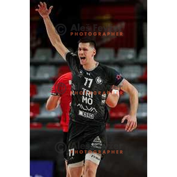 Kresimir Kresic of RK Trimo Trebnje in action during First match of Semi-finals of NLB League 2024/2025 between LL Grosist Slovan and Trimo Trebnje in Kodeljevo Hall, Ljubljana, Slovenia on May 17, 2025.