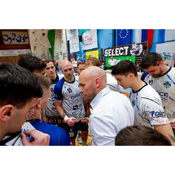in action during 1.NLB Leasing league 2024/2025 handball match between Slovenj Gradec and Krka in Slovenj Gradec, Slovenia on May 17, 2025