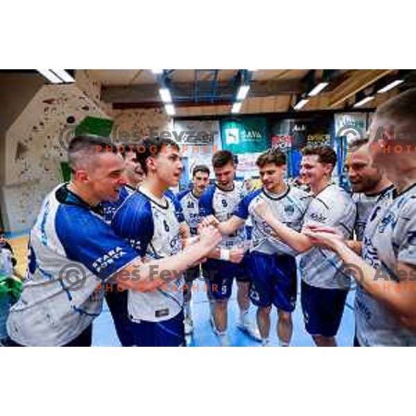 in action during 1.NLB Leasing league 2024/2025 handball match between Slovenj Gradec and Krka in Slovenj Gradec, Slovenia on May 17, 2025
