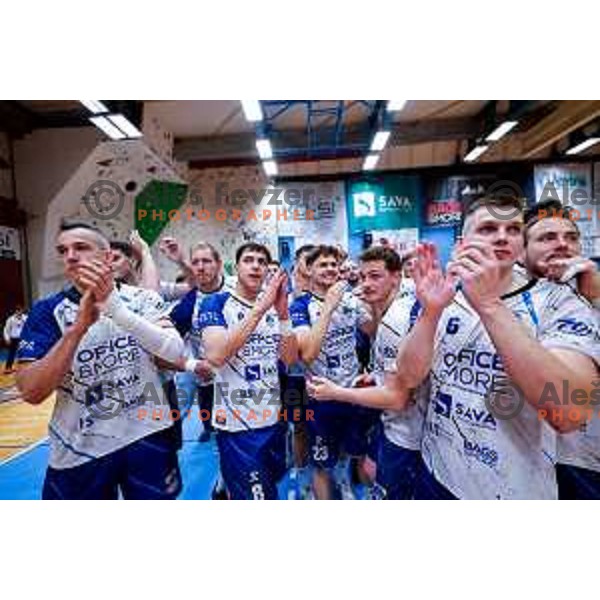 in action during 1.NLB Leasing league 2024/2025 handball match between Slovenj Gradec and Krka in Slovenj Gradec, Slovenia on May 17, 2025