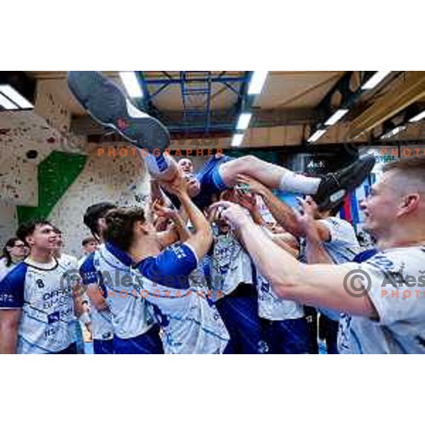 Zan Sol at his farwell game in 1.NLB Leasing league 2024/2025 handball match between Slovenj Gradec and Krka in Slovenj Gradec, Slovenia on May 17, 2025