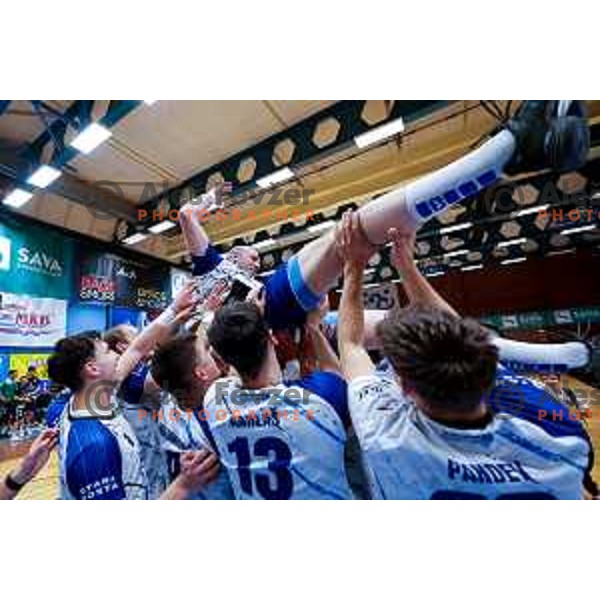 Zan Sol at his farwell game in 1.NLB Leasing league 2024/2025 handball match between Slovenj Gradec and Krka in Slovenj Gradec, Slovenia on May 17, 2025