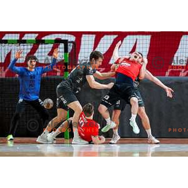 in action during First match of Semi-finals of NLB League 2024/2025 between LL Grosist Slovan and Trimo Trebnje in Kodeljevo Hall, Ljubljana, Slovenia on May 17, 2025.