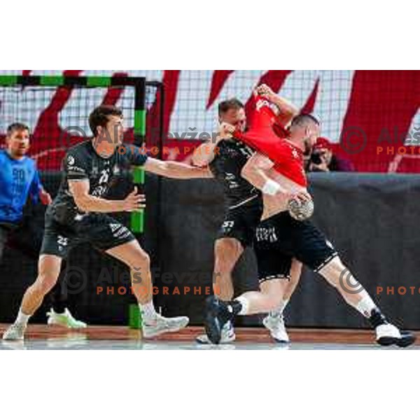 in action during First match of Semi-finals of NLB League 2024/2025 between LL Grosist Slovan and Trimo Trebnje in Kodeljevo Hall, Ljubljana, Slovenia on May 17, 2025.