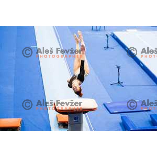 Tijana Korent of Croatia during finals day at 19. FIG Art World Challange Cup in Koper, on May 16, 2025, Slovenia Photo: Grega Valancic