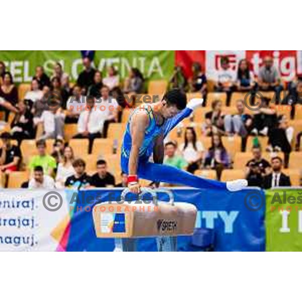 Diyas Toishybek of Kazakhstan during finals day at 19. FIG Art World Challange Cup in Koper, on May 16, 2025, Slovenia Photo: Grega Valancic