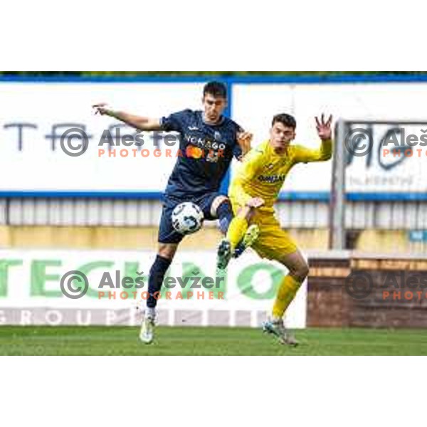In action during Prva liga Telemach 2024/2025 football match between Domzale and Bravo in Domzale, Slovenia on May 18, 2025