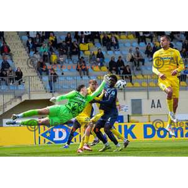 Lovro Stubljar in action during Prva liga Telemach 2024/2025 football match between Domzale and Bravo in Domzale, Slovenia on May 18, 2025