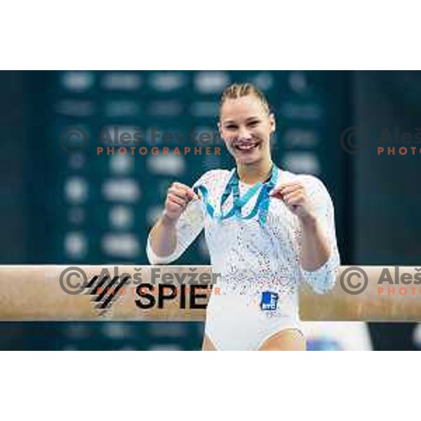 Lucija Hribar of Slovenia during finals day at 19. FIG Art World Challange Cup in Koper, on May 18., 2025, Slovenia Photo: Grega Valancic