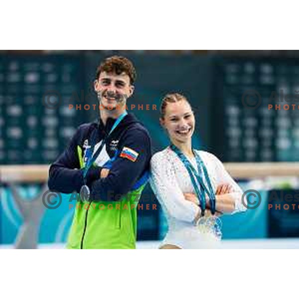 Beno Kunst and Lucija Hribar of Slovenia during finals day at 19. FIG Art World Challange Cup in Koper, on May 18., 2025, Slovenia Photo: Grega Valancic