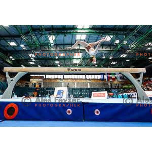 Lucija Hribar of Slovenia during finals day at 19. FIG Art World Challange Cup in Koper, on May 18., 2025, Slovenia Photo: Grega Valancic