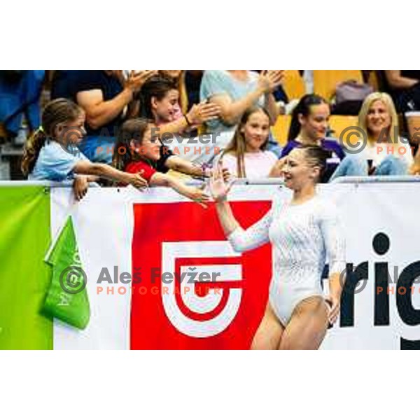 Lucija Hribar of Slovenia during finals day at 19. FIG Art World Challange Cup in Koper, on May 18., 2025, Slovenia Photo: Grega Valancic