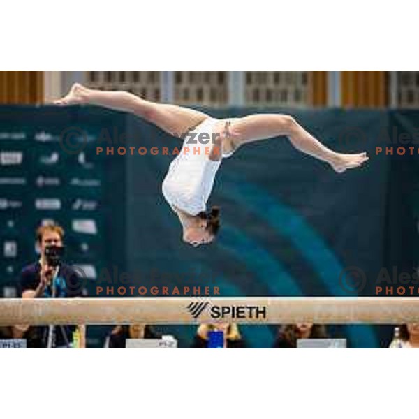 Lucija Hribar of Slovenia during finals day at 19. FIG Art World Challange Cup in Koper, on May 18., 2025, Slovenia Photo: Grega Valancic