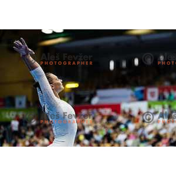 Lucija Hribar of Slovenia during finals day at 19. FIG Art World Challange Cup in Koper, on May 18., 2025, Slovenia Photo: Grega Valancic