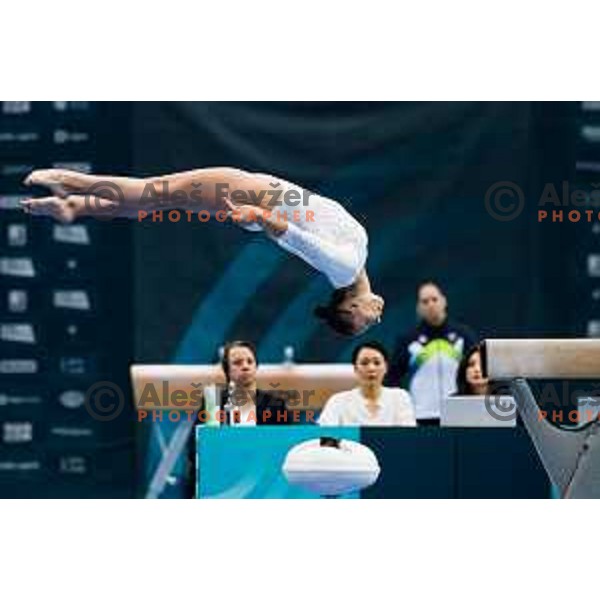 Lucija Hribar of Slovenia during finals day at 19. FIG Art World Challange Cup in Koper, on May 18., 2025, Slovenia Photo: Grega Valancic