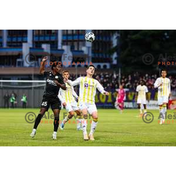 Isaac Matondo of FC Koper and Ziga Repas of NK Maribor in action during Prva liga Telemach 2024/2025 football match between Koper and Maribor in Koper, Slovenia on May 18, 2025 Photo: Grega Valancic