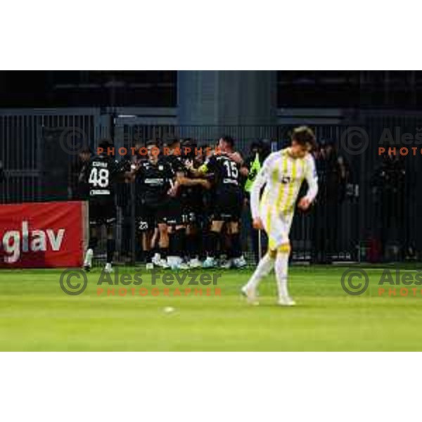 Team FC Koper celebrating goal during Prva liga Telemach 2024/2025 football match between Koper and Maribor in Koper, Slovenia on May 18, 2025 Photo: Grega Valancic
