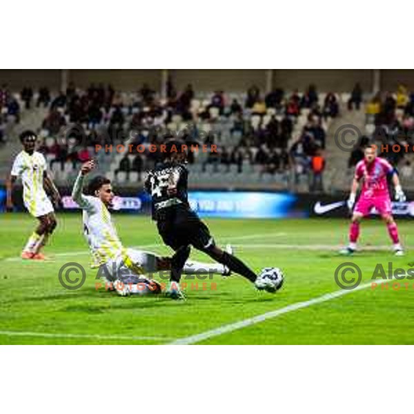 Isaac Matondo of FC Koper and Omar Rekik of NK Maribor in action during Prva liga Telemach 2024/2025 football match between Koper and Maribor in Koper, Slovenia on May 18, 2025 Photo: Grega Valancic