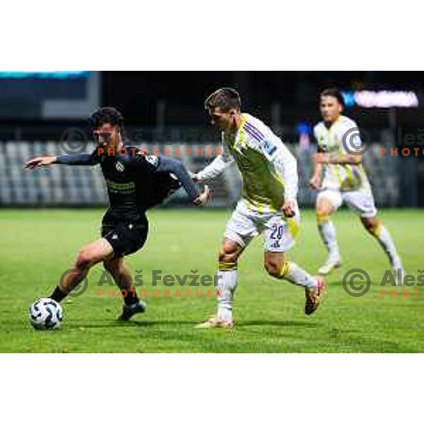 Kamil Manseri of FC Koper and Ziga Repas of NK Maribor in action during Prva liga Telemach 2024/2025 football match between Koper and Maribor in Koper, Slovenia on May 18, 2025 Photo: Grega Valancic