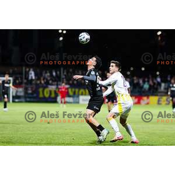 Kamil Manseri of FC Koper and Ziga Repas of NK Maribor in action during Prva liga Telemach 2024/2025 football match between Koper and Maribor in Koper, Slovenia on May 18, 2025 Photo: Grega Valancic