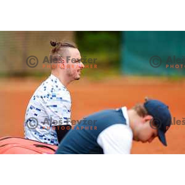 Marino Kegl of Slovenia plays at Slovenia Deaf Tennis Open in Murska Sobota, Slovenia on May 9, 2025