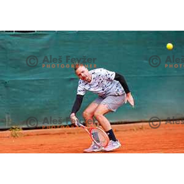 Marino Kegl of Slovenia plays at Slovenia Deaf Tennis Open in Murska Sobota, Slovenia on May 9, 2025