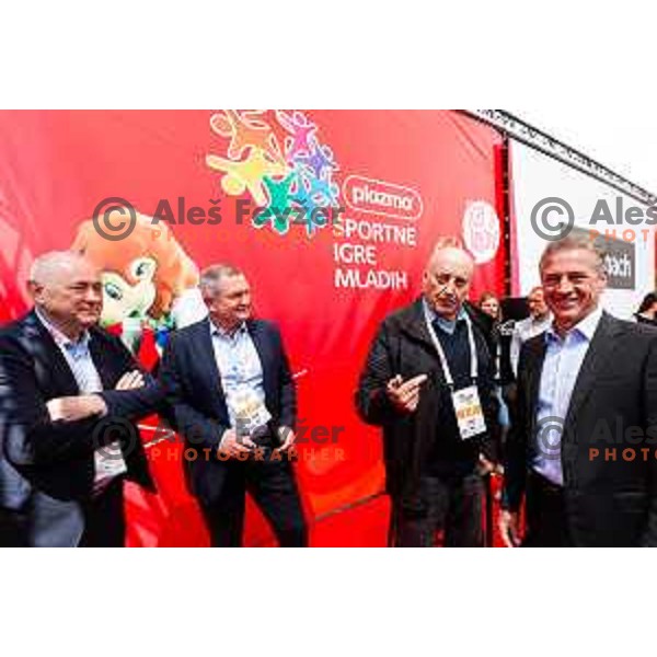 Radenko Mijatovic, Matjaz Kek, Ivo Daneu and Robert Golob at Opening of Plazma Youth Sport Games in Ljubljana, Slovenia on May 19, 2025