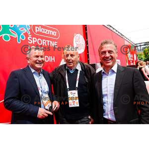 Matjaz Kek, Ivo Daneu and Robert Golob at Opening of Plazma Youth Sport Games in Ljubljana, Slovenia on May 19, 2025