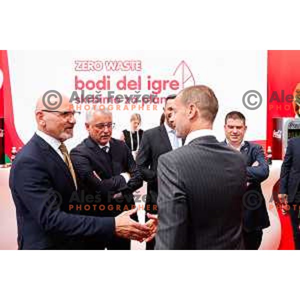 Aleksander Ceferin and Matjaz Han at Opening of Plazma Youth Sport Games in Ljubljana, Slovenia on May 19, 2025