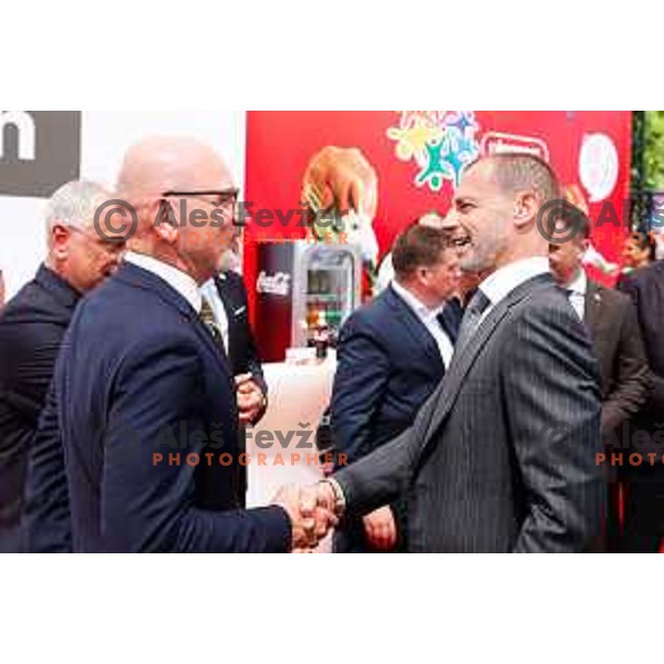 Aleksander Ceferin and Matjaz Han at Opening of Plazma Youth Sport Games in Ljubljana, Slovenia on May 19, 2025