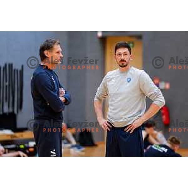 Fabio Soli, new head coach of Slovenia National Volleyball team and Dejan Vincic during first practice session in Ljubljana, Slovenia on May 21, 2025
