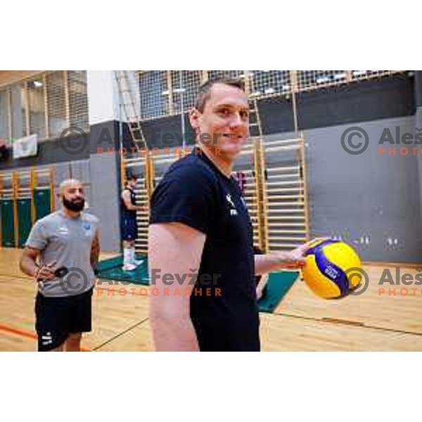 Toncek Stern of Slovenia National Volleyball team during first practice session in Ljubljana, Slovenia on May 21, 2025