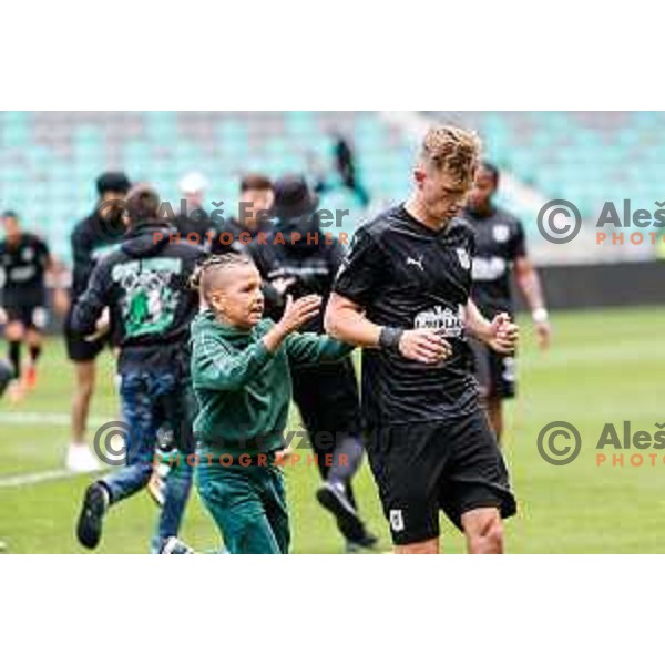 Fans of Olimpija celebrate Slovenian National Title after the Prva liga Telemach 2024/2025 football match between Bravo and Olimpija in Ljubljana, Slovenia on May 24, 2025